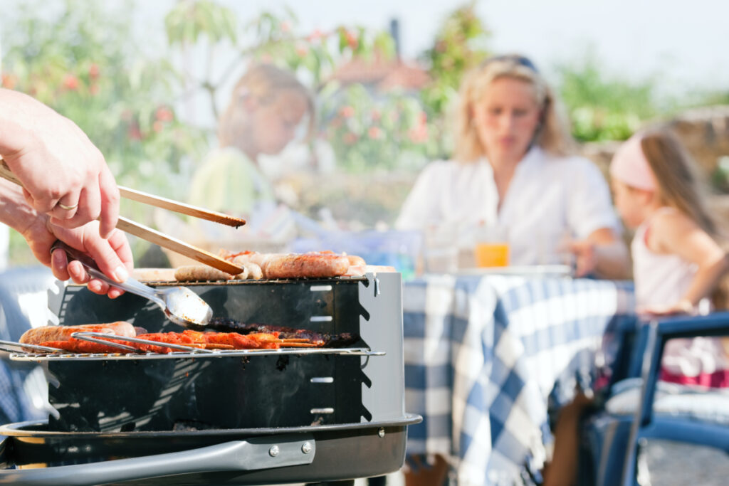 Family having a summer BBQ